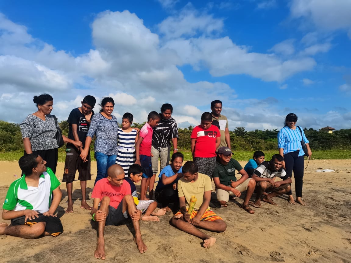 Children enjoying beach outing